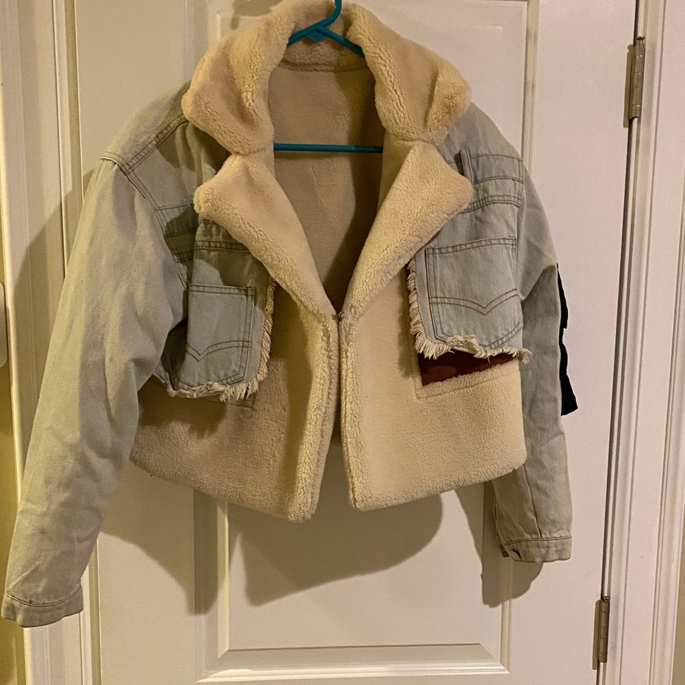Stylish Cream and Denim Jacket
